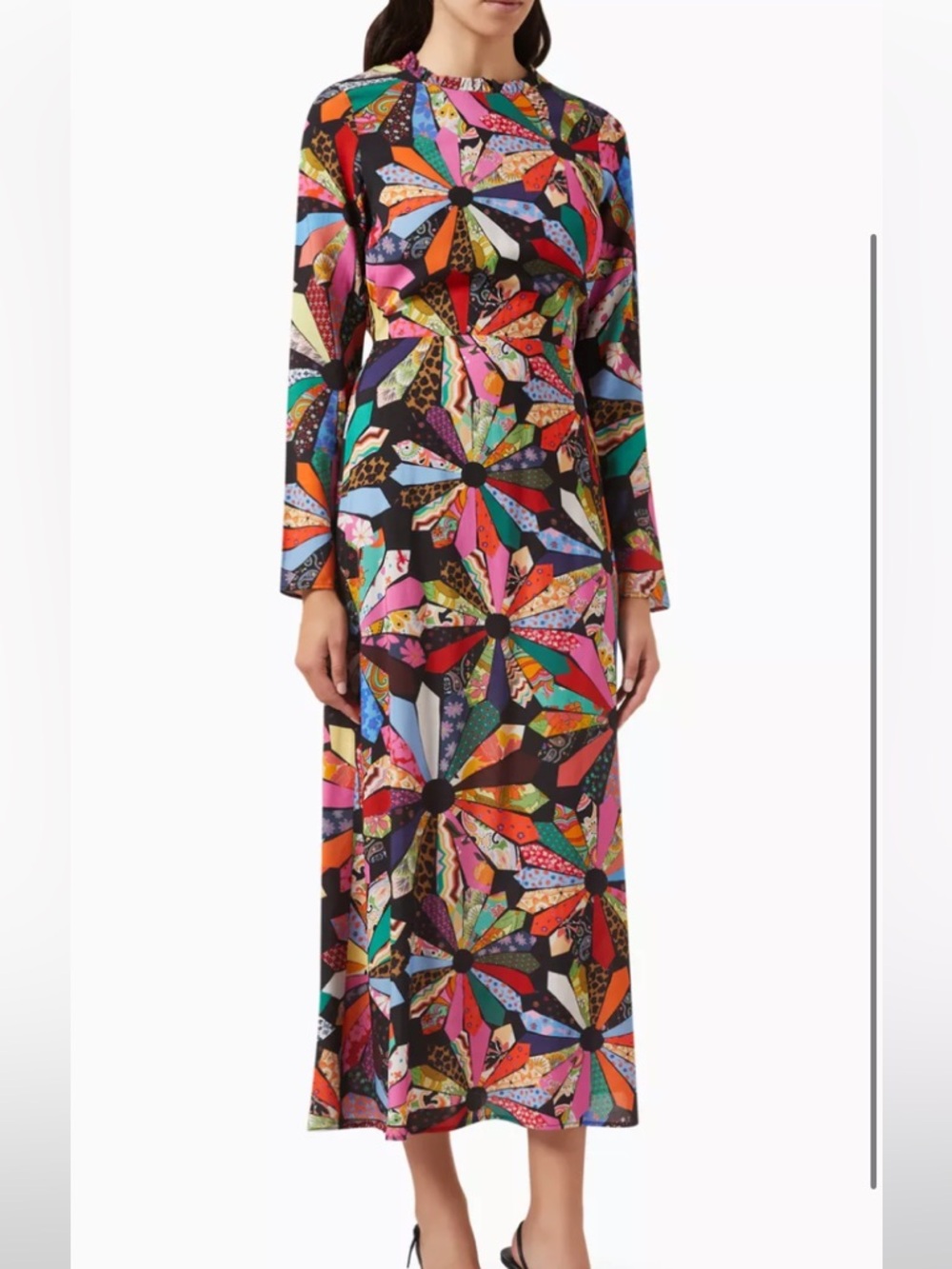 NEVER FULLY DRESSED Patchwork Halle Midi Dress in Ecovero-viscose - Picture 2 of 6